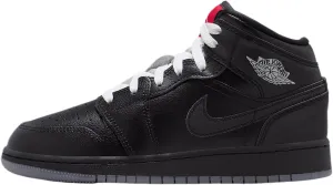 Air Jordan 1 Mid SE Big Kids' Shoes (HV5180-010, Black/White/Wolf Grey/Black)