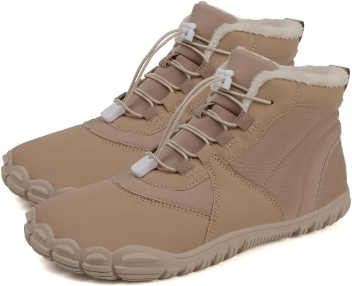 AMDBEL Snow Boots for Women Men Winter Barefoot Warm Boots Wide Toe Box Ankle Booties Hiking Walking Outdoor Sneakers Shoes