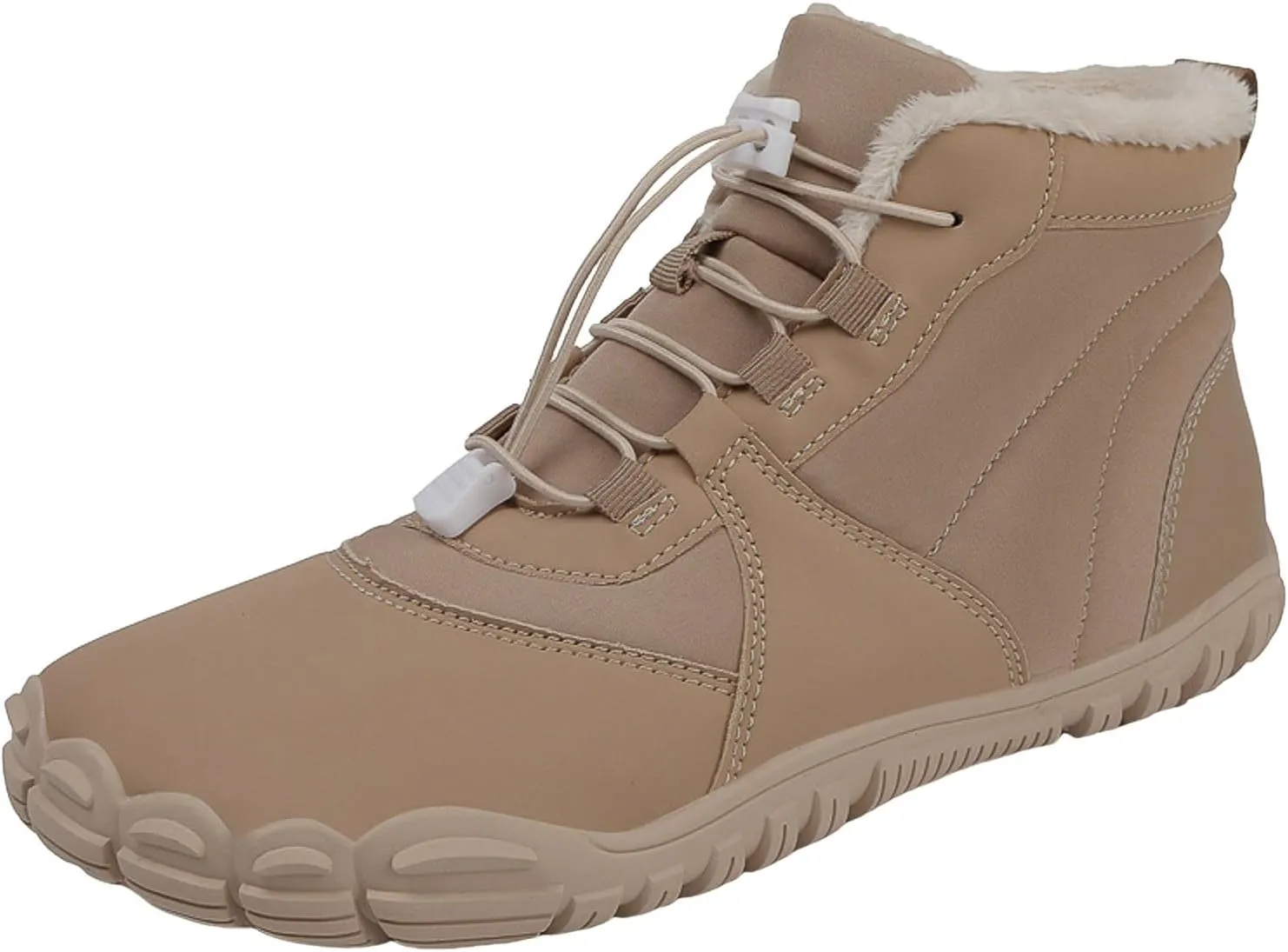 AMDBEL Snow Boots for Women Men Winter Barefoot Warm Boots Wide Toe Box Ankle Booties Hiking Walking Outdoor Sneakers Shoes