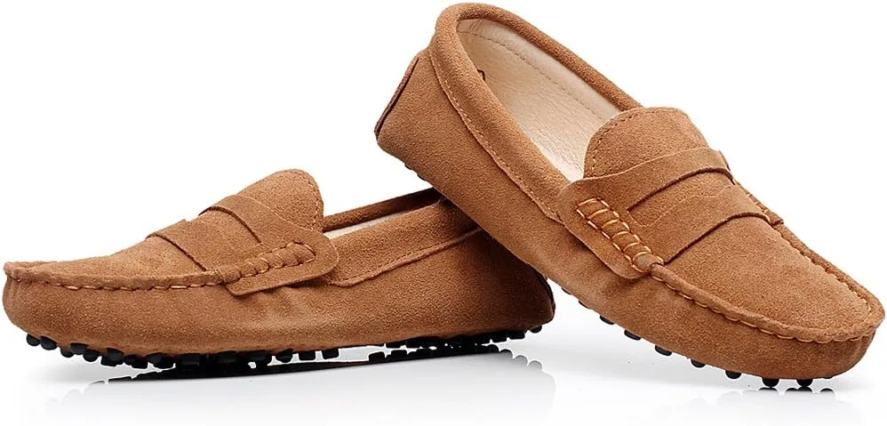 ANUFER Women's Classic Suede Penny Loafers Comfort Handmade Slipper Moccasins
