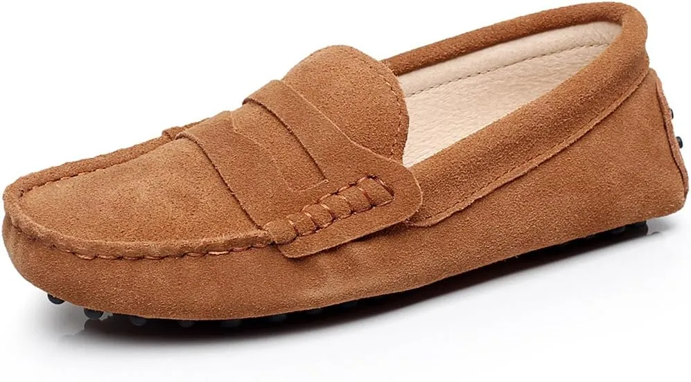 ANUFER Women's Classic Suede Penny Loafers Comfort Handmade Slipper Moccasins