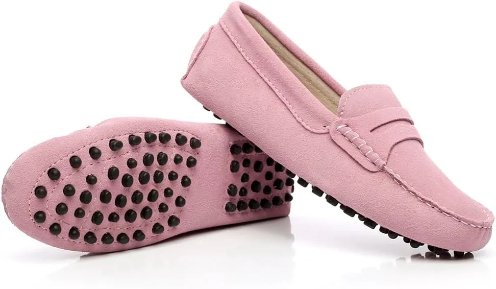 ANUFER Women's Classic Suede Penny Loafers Comfort Handmade Slipper Moccasins