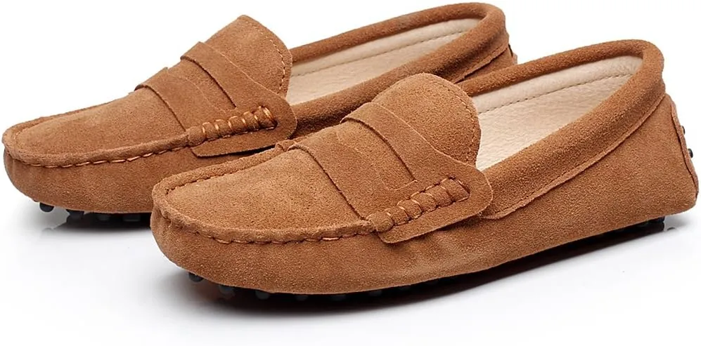 ANUFER Women's Classic Suede Penny Loafers Comfort Handmade Slipper Moccasins