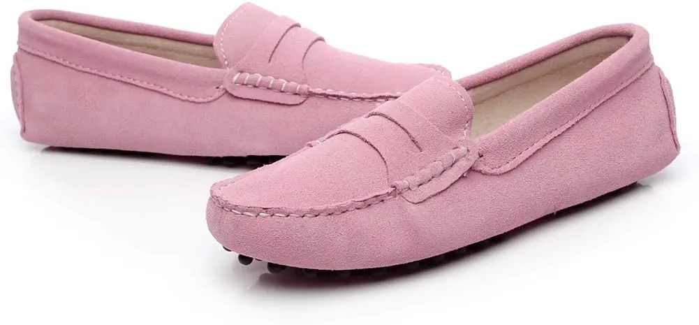 ANUFER Women's Classic Suede Penny Loafers Comfort Handmade Slipper Moccasins