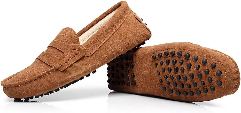 ANUFER Women's Classic Suede Penny Loafers Comfort Handmade Slipper Moccasins