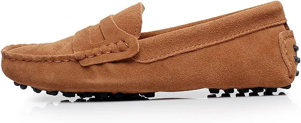 ANUFER Women's Classic Suede Penny Loafers Comfort Handmade Slipper Moccasins