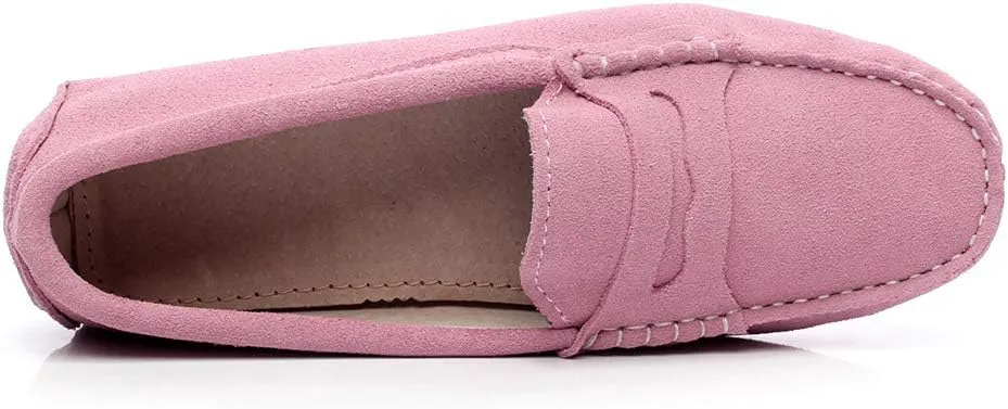 ANUFER Women's Classic Suede Penny Loafers Comfort Handmade Slipper Moccasins
