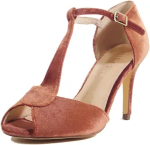 Blondie Women's T-Strap Velvet Heels