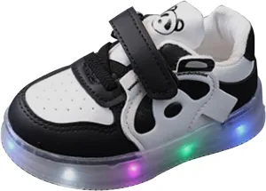 Boys Girls Sneakers Infant Kids Light Up Canvas Shoes for Toddler Easy Fasten Fashion Shoes with Hook and Loops