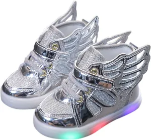 Boys Girls Sneakers Light Up Canvas Shoes for Toddler Kids Easy Fasten Fashion Shoes with Hook and Loops