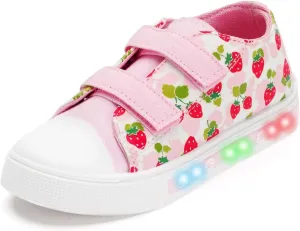 Boys Girls Sneakers Light Up Canvas Shoes for Toddler Kids Easy Fasten Fashion Shoes with Hook and Loops