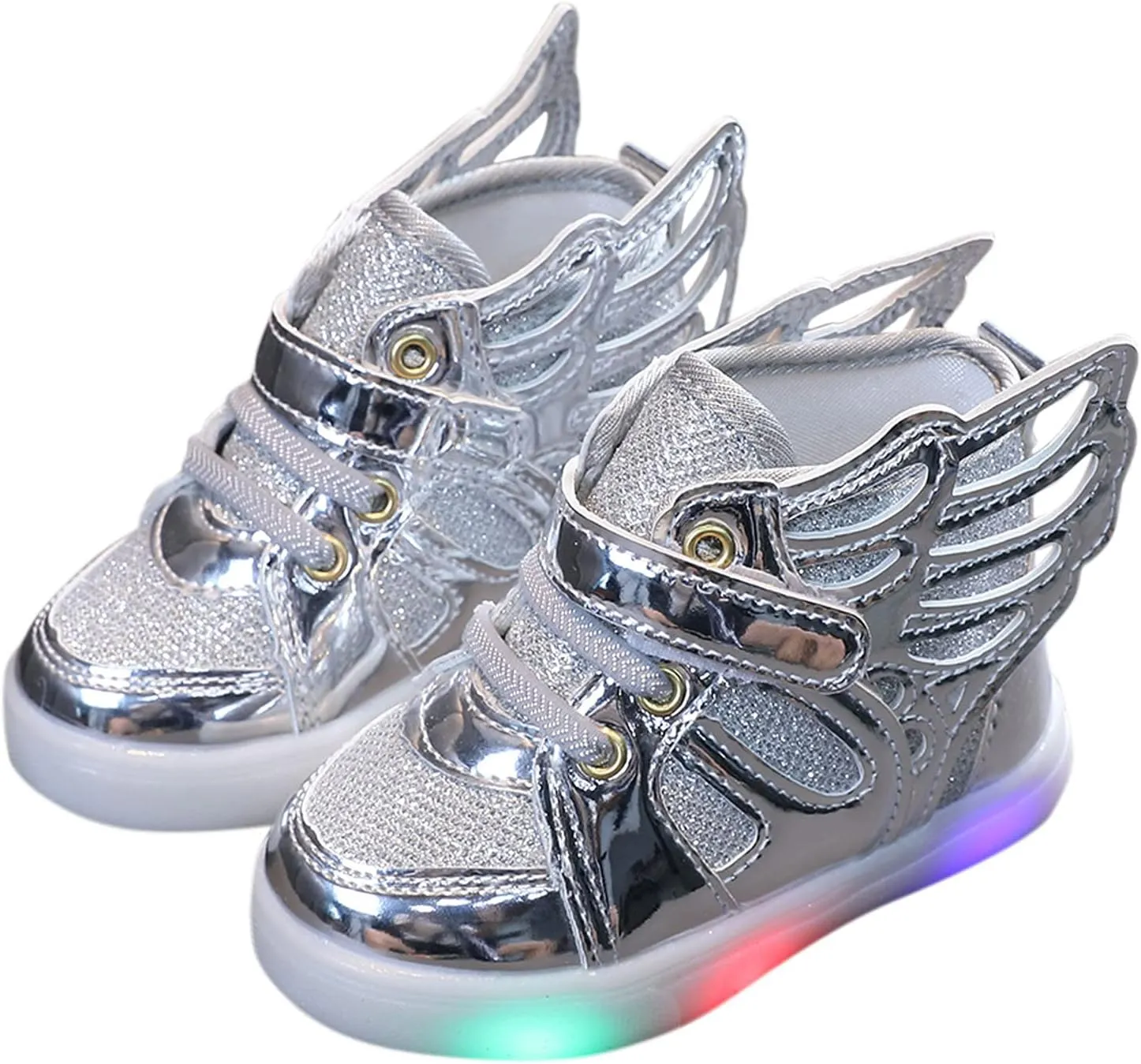 Boys Girls Sneakers Light Up Canvas Shoes for Toddler Kids Easy Fasten Fashion Shoes with Hook and Loops