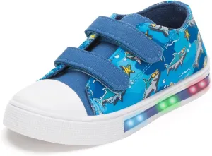 Boys Girls Sneakers Light Up Canvas Shoes for Toddler Kids Easy Fasten Fashion Shoes with Hook and Loops