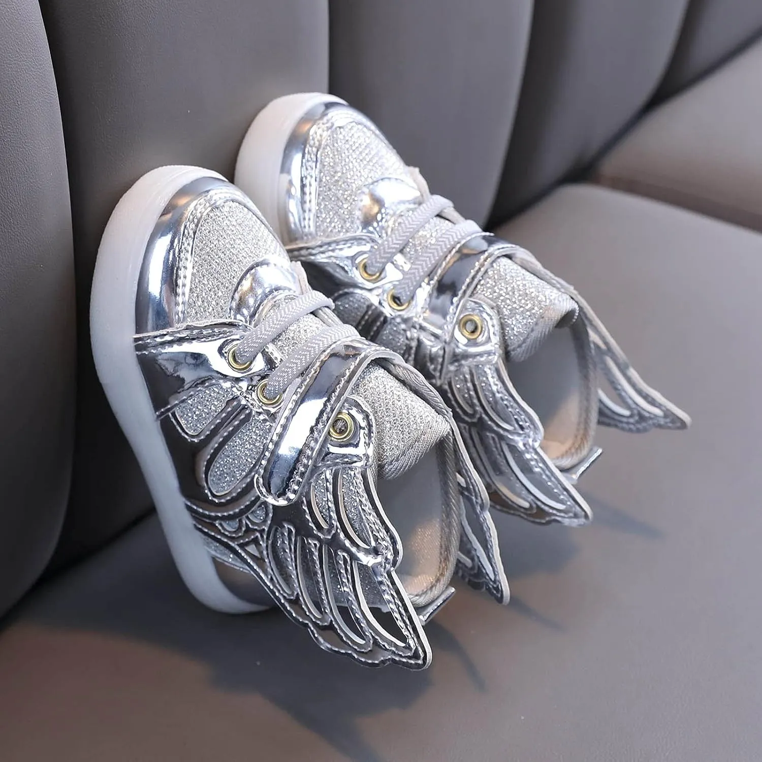 Boys Girls Sneakers Light Up Canvas Shoes for Toddler Kids Easy Fasten Fashion Shoes with Hook and Loops