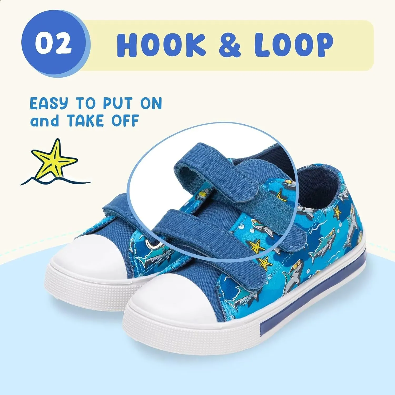 Boys Girls Sneakers Light Up Canvas Shoes for Toddler Kids Easy Fasten Fashion Shoes with Hook and Loops