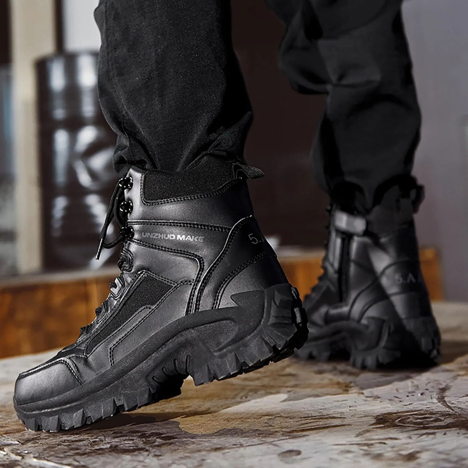 Boys PU Ankle Boots Autumn Winter Warm Men's Fashionable Boots Spring Oversized Zipper Boots Hand crafted Non Slip Durable Work Booties for Outdoor Leisure