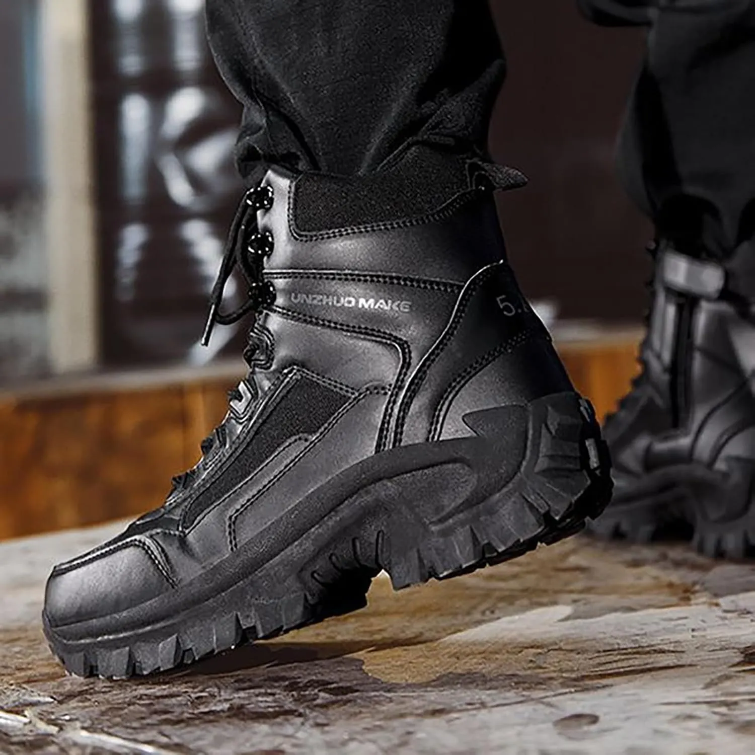 Boys PU Ankle Boots Autumn Winter Warm Men's Fashionable Boots Spring Oversized Zipper Boots Hand crafted Non Slip Durable Work Booties for Outdoor Leisure