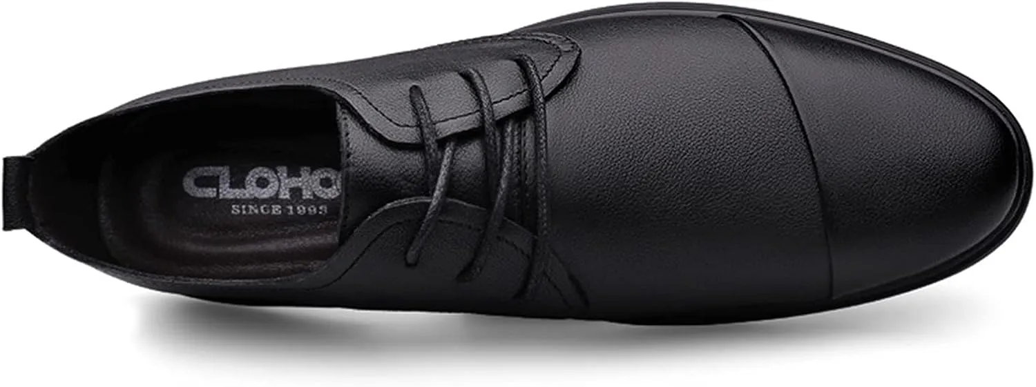 Business Work Oxfords for Men Formal Dress Shoes Lace up Style Genuine Leather Anti-Slip Wear-Resistant Easy Care Captoe Formal Men