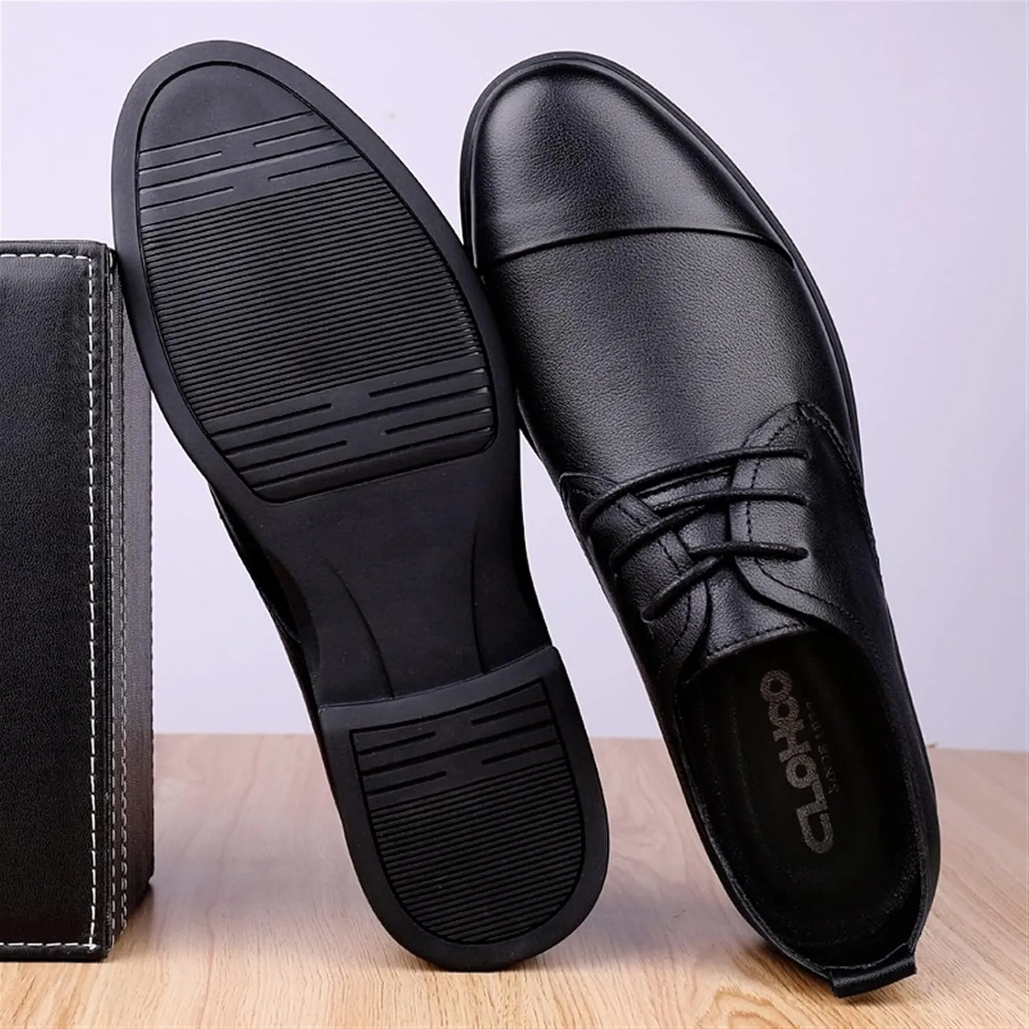 Business Work Oxfords for Men Formal Dress Shoes Lace up Style Genuine Leather Anti-Slip Wear-Resistant Easy Care Captoe Formal Men