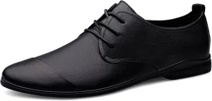 Business Work Oxfords for Men Formal Dress Shoes Lace up Style Genuine Leather Anti-Slip Wear-Resistant Easy Care Captoe Formal Men