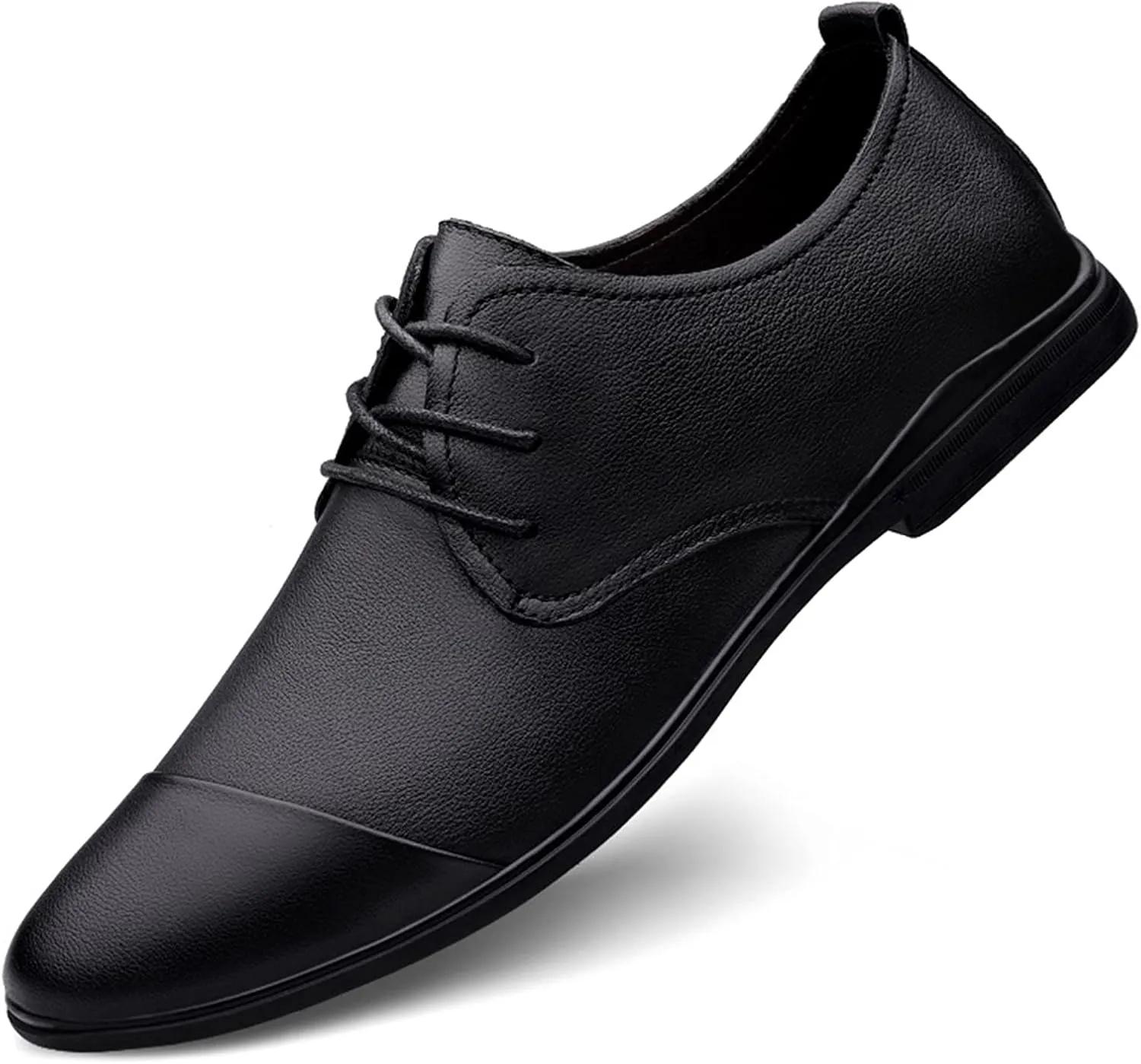 Business Work Oxfords for Men Formal Dress Shoes Lace up Style Genuine Leather Anti-Slip Wear-Resistant Easy Care Captoe Formal Men