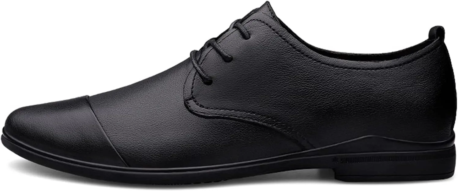 Business Work Oxfords for Men Formal Dress Shoes Lace up Style Genuine Leather Anti-Slip Wear-Resistant Easy Care Captoe Formal Men