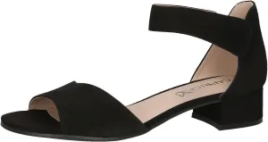 CAPRICE Ladies Leather Strappy Heeled Sandals, Black (Black Suede), 8.5 Women