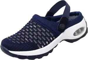 Cathalem Flat Sandals for Women, Air Cushion Slip-on Walking Stretch Shoes for Women Wide Width Arch Support