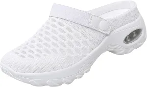 Cathalem Flat Sandals for Women, Mules Clogs for Women Air Cushion Platform Mesh Mules Sneaker Sandals for Female