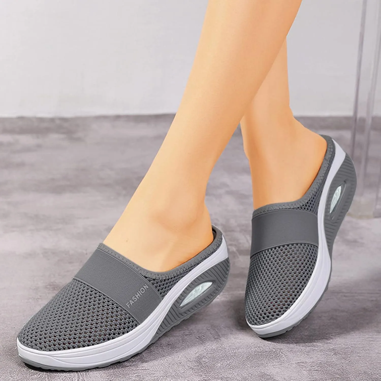 Cathalem Mules for Women 2024 Backless Walking Sneakers Summer Slip-On Mule Shoes Mesh Air Cushion Orthopedic Diabetic Shoes