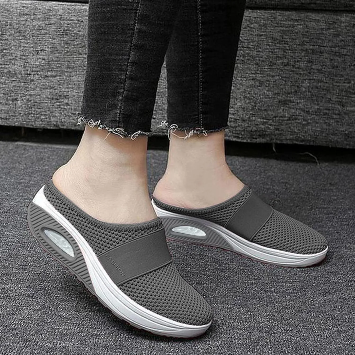 Cathalem Mules for Women 2024 Backless Walking Sneakers Summer Slip-On Mule Shoes Mesh Air Cushion Orthopedic Diabetic Shoes