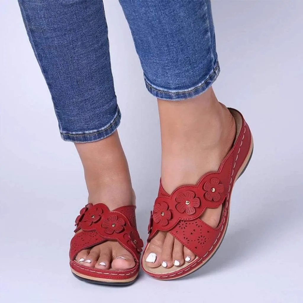 Cathalem Orthopedic Sandals for Women Slip On Walking Slippers with Arch Support Cushion Platform Sandals Dressy Summer
