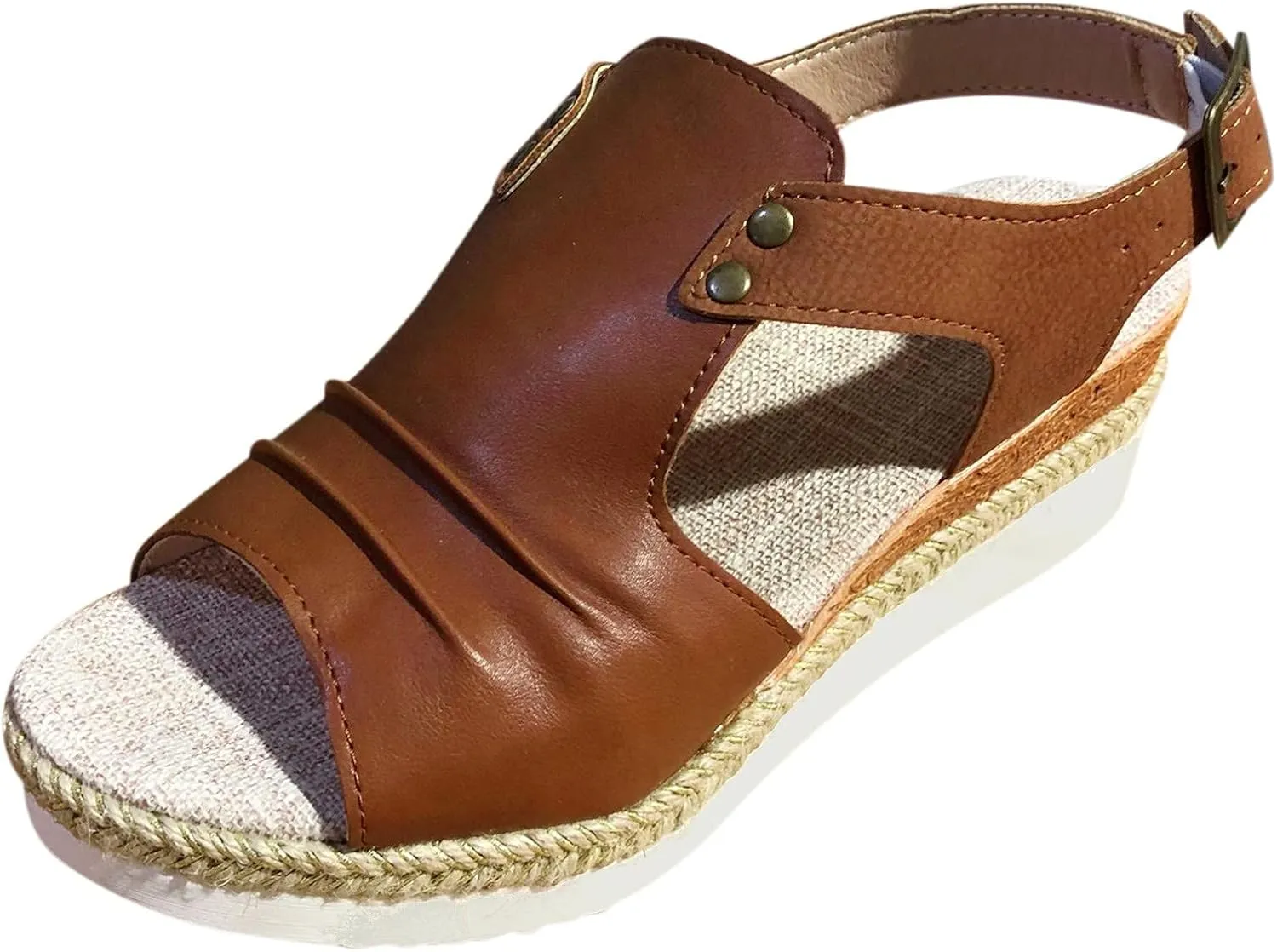 Cathalem Sandals Women Orthopedic Flat Open Toe Ankle Strap Espadrilles Sandals Casual Strappy Slip on Sandals Boho Sandals