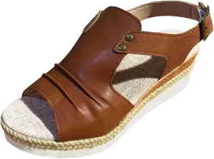Cathalem Sandals Women Orthopedic Flat Open Toe Ankle Strap Espadrilles Sandals Casual Strappy Slip on Sandals Boho Sandals