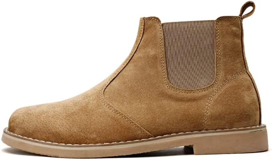 Chelsea Ankle Boots for Men Soft Pig Leather Fashion Casual Zapatos Hombre Tactical Ankle Boots Platform Warm Leather Combat Work Outdoor Boots