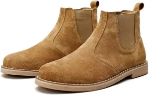 Chelsea Ankle Boots for Men Soft Pig Leather Fashion Casual Zapatos Hombre Tactical Ankle Boots Platform Warm Leather Combat Work Outdoor Boots