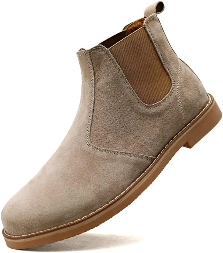 Chelsea Ankle Boots for Men Soft Pig Leather Fashion Casual Zapatos Hombre Tactical Ankle Boots Platform Warm Leather Combat Work Outdoor Boots