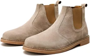 Chelsea Ankle Boots for Men Soft Pig Leather Fashion Casual Zapatos Hombre Tactical Ankle Boots Platform Warm Leather Combat Work Outdoor Boots