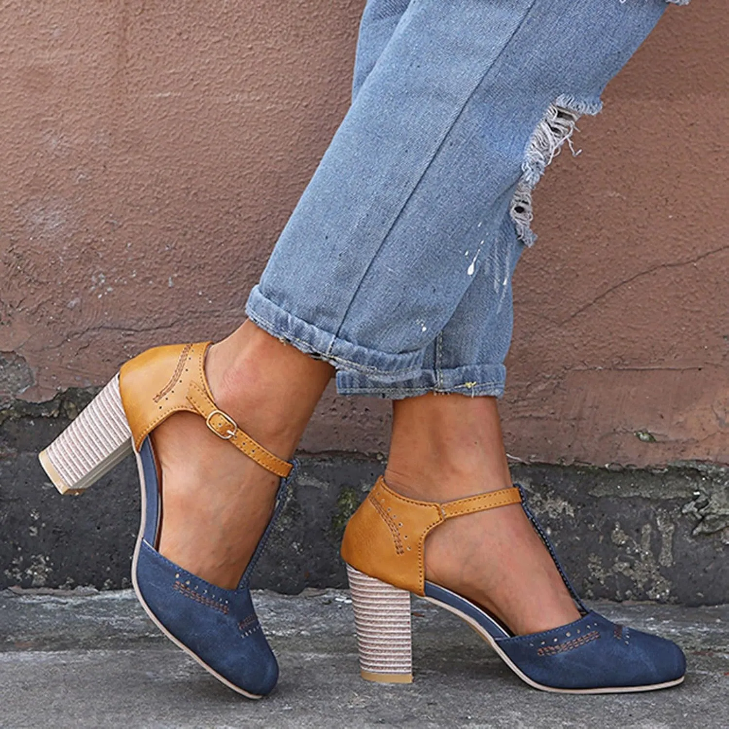 Chunky Heels for Women Sandal Heels for Women Comfortable Buckle Sandals Open Toe Ankle Strap Sandal