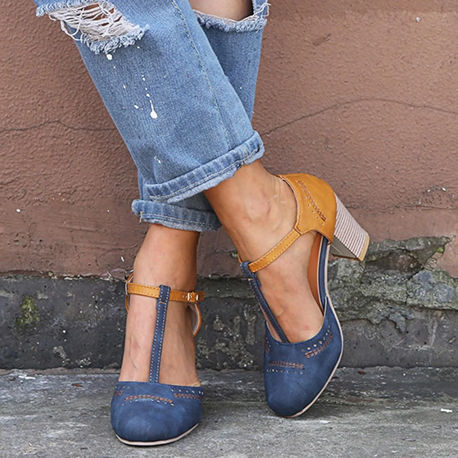 Chunky Heels for Women Sandal Heels for Women Comfortable Buckle Sandals Open Toe Ankle Strap Sandal