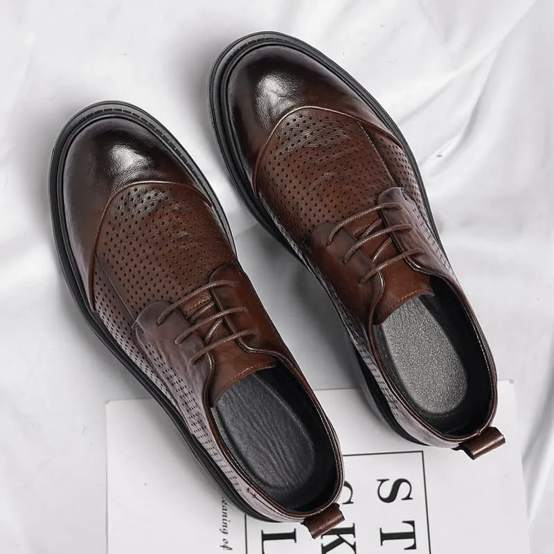 Classic Lace-up Formal Tuxedo Shoes Men's Classic Lace-up Formal Low Mesh Oxfords for Summer Men Hand Sewn Shoes