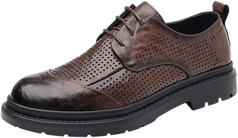 Classic Lace-up Formal Tuxedo Shoes Men's Classic Lace-up Formal Low Mesh Oxfords for Summer Men Hand Sewn Shoes