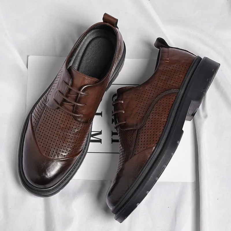 Classic Lace-up Formal Tuxedo Shoes Men's Classic Lace-up Formal Low Mesh Oxfords for Summer Men Hand Sewn Shoes
