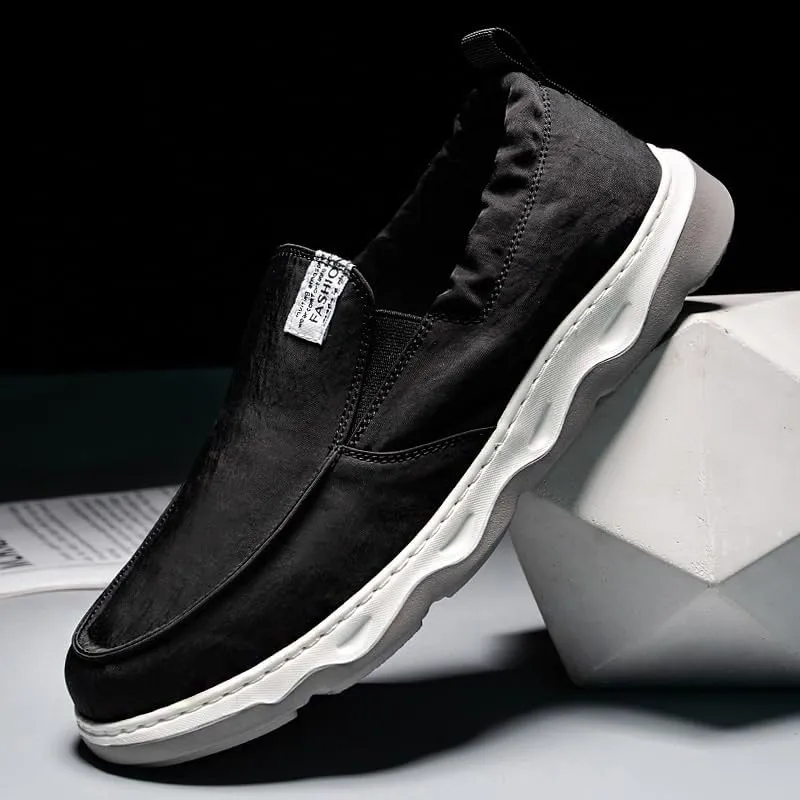 Classic Men's Slip-On Canvas Shoes - Durable Rubber Outsole for Traction, Soft Upper for Barefoot-Like Comfort