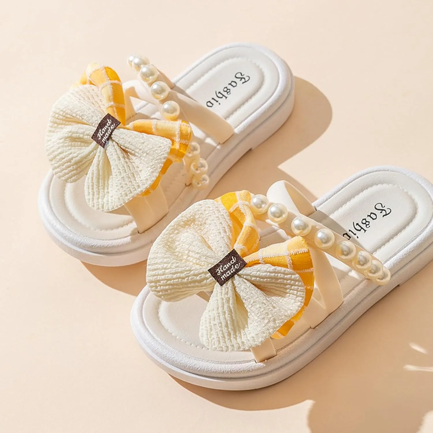Classic Open Toe Flat Sandals Children Shoes Comfortable Soft Soled Slippers Fashionable Flower Pearl Beach Sandals And Slippers