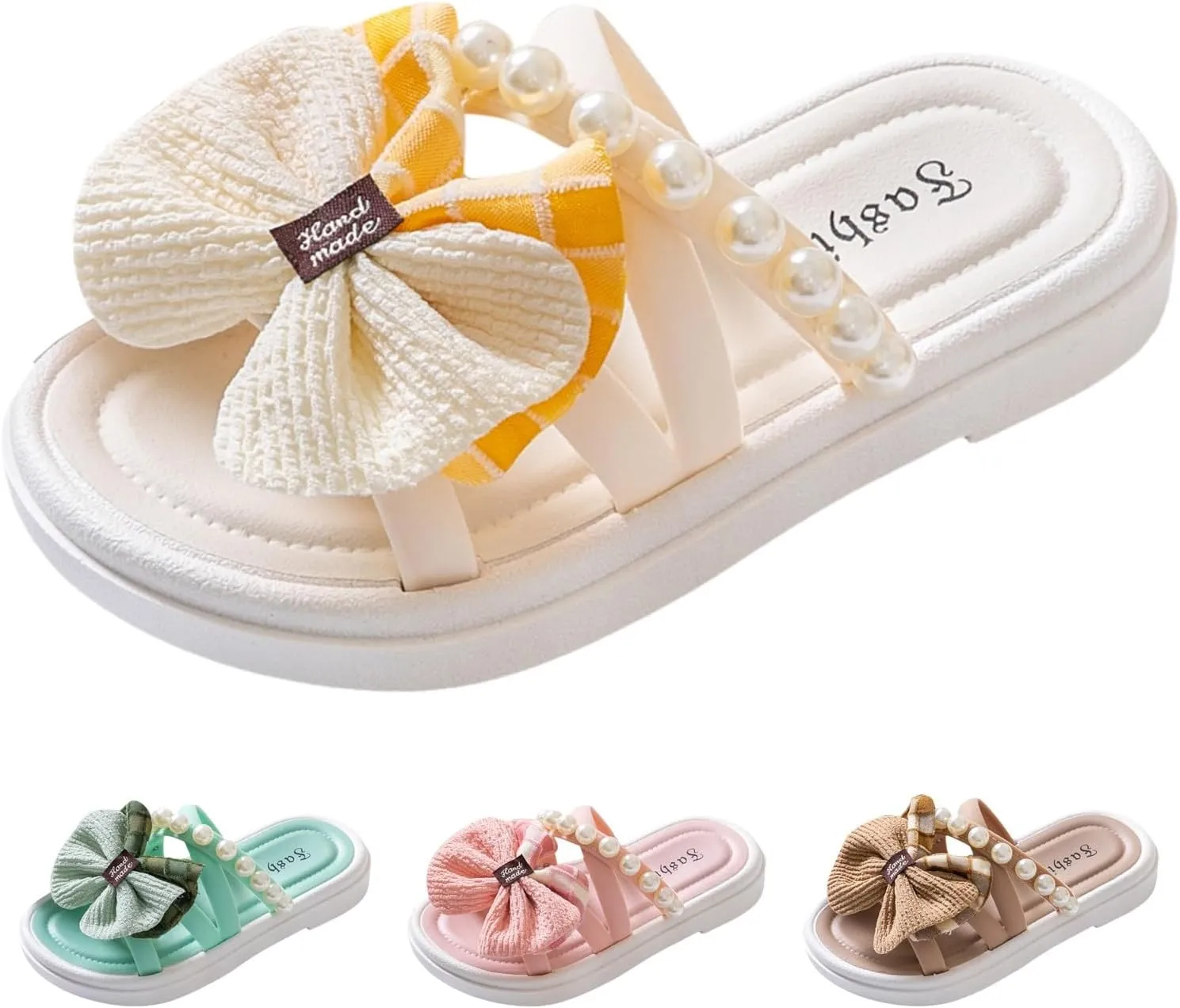 Classic Open Toe Flat Sandals Children Shoes Comfortable Soft Soled Slippers Fashionable Flower Pearl Beach Sandals And Slippers