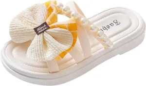 Classic Open Toe Flat Sandals Children Shoes Comfortable Soft Soled Slippers Fashionable Flower Pearl Beach Sandals And Slippers
