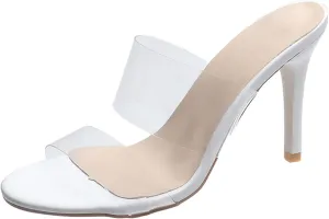 Clear Heels for Women Platform Heeled Stiletto Sandals Round Open Toe Slip on Heels Sexy Party High Heels Slippers