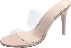 Clear Heels for Women Platform Heeled Stiletto Sandals Round Open Toe Slip on Heels Sexy Party High Heels Slippers