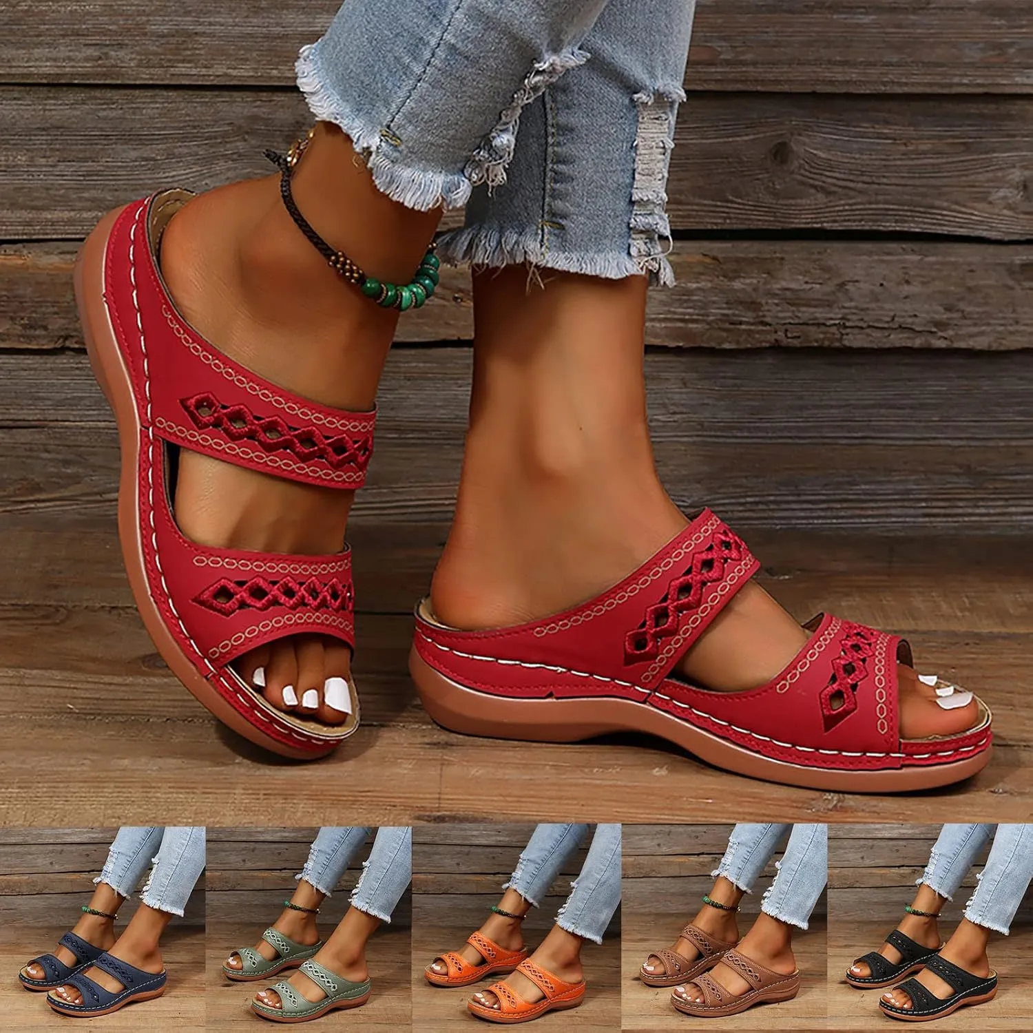Eduavar Orthopedic Sandals for Women, Women Walking Slippers with Arch Support Leopard Anti-Slip Comfortable Sandals
